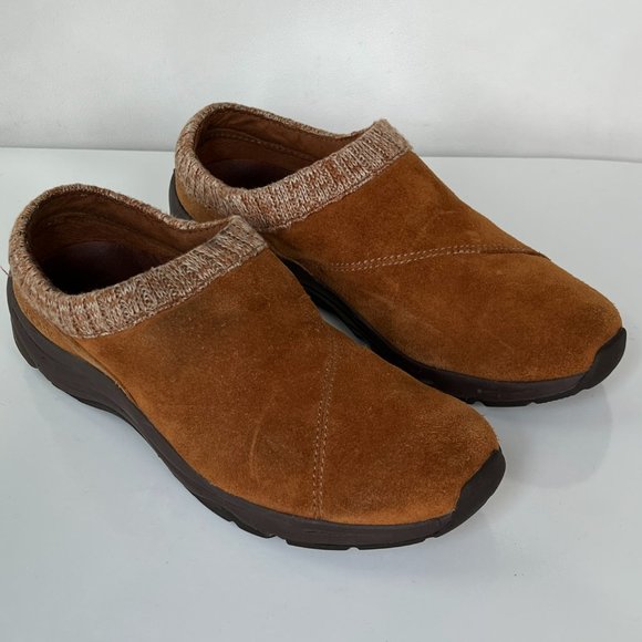 Vionic Arbor Water Resistant Brown Saddle Suede Clogs Slip On Shoes Size 10 - Picture 2 of 12
